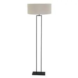 Zwarte_staande_lamp_Stang_3852ZW_met_E27_fitting_en_grijs_linnen_kap