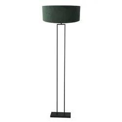 Zwarte_staande_lamp_Stang_3853ZW_met_E27_fitting_en_groen_velours_kap