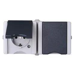 Kopp_opbouw_wandcontactdoos_2_voudig_randaarde_deksel_horizonaal_IP44_ProAQA_grijs