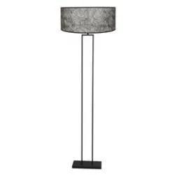 Zwarte_staande_lamp_Stang_3849ZW_met_E27_fitting_en_zwart_Sizoflor_kap
