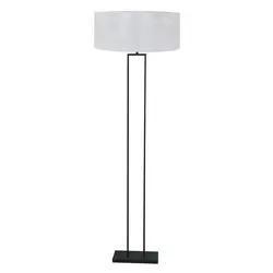 Zwarte_staande_lamp_Stang_3850ZW_met_E27_fitting_en_zilveren_Sizoflor_kap