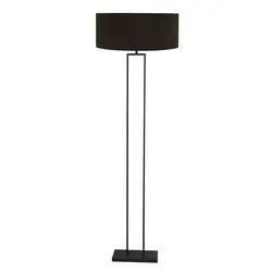 Zwarte_staandelamp_Stang_3962ZW_met_E27_fitting_en_zwart_linnen_kap_met_gouden_binnenkant