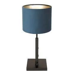 Zwarte_tafellamp_Stang_8249ZW_met_draai_schakelaar_en_blauw_velours_stof_kap