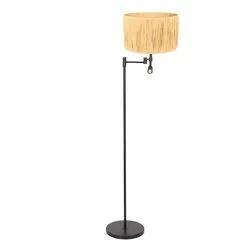 Zwarte_vloerlamp_Stang_3718ZW_met_leeslamp_en_naturel_gras_kap